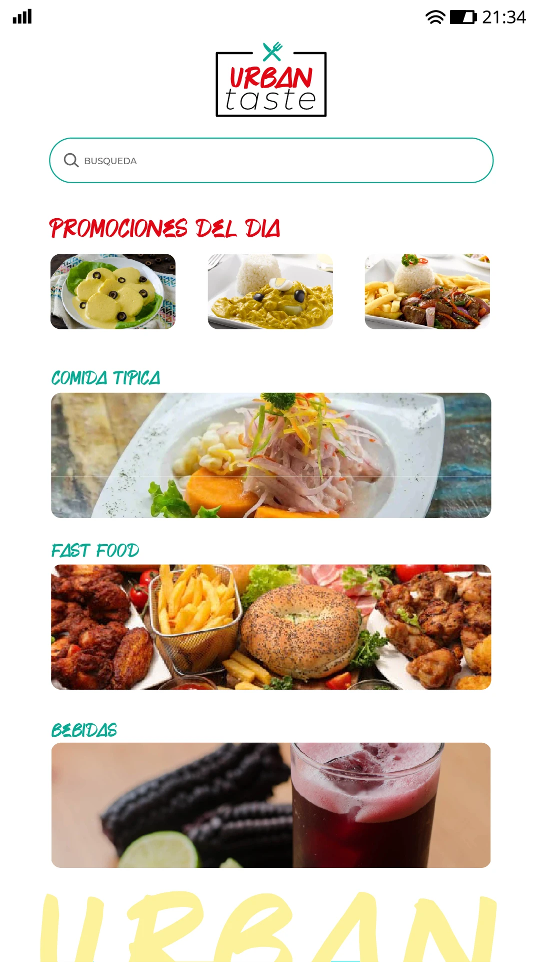 Catálogo de la aplicación Urban Taste