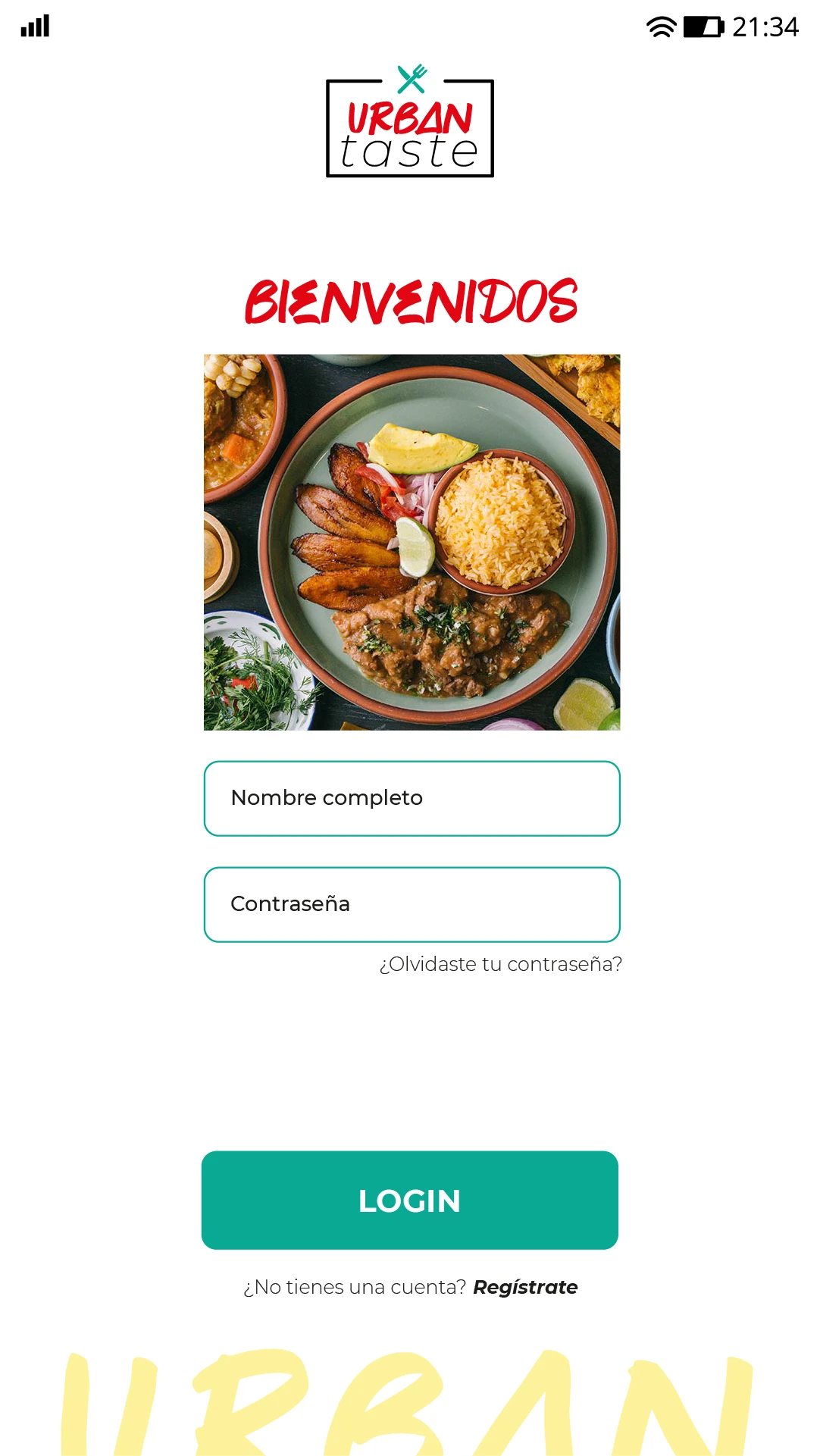 Pantalla de acceso a Urban Taste